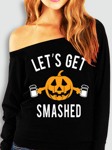 Let's Get Smashed Halloween Black Off-Shoulder
