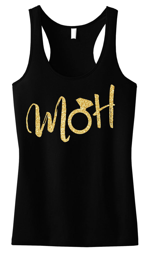 MOH Script Maid of Honor Tank Top with Gold