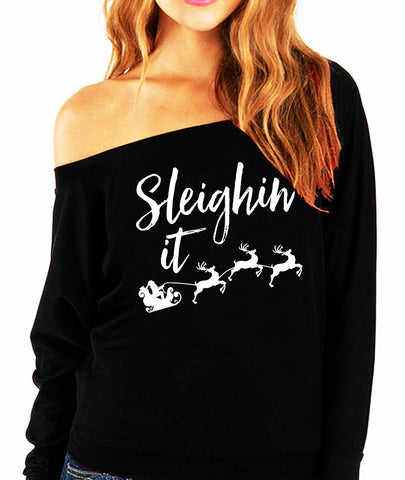 Sleighin' It Christmas Slouchy Sweatshirt