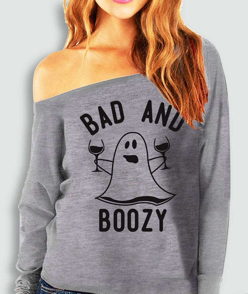 Bad & Boozy Halloween Ghost Heather Gray