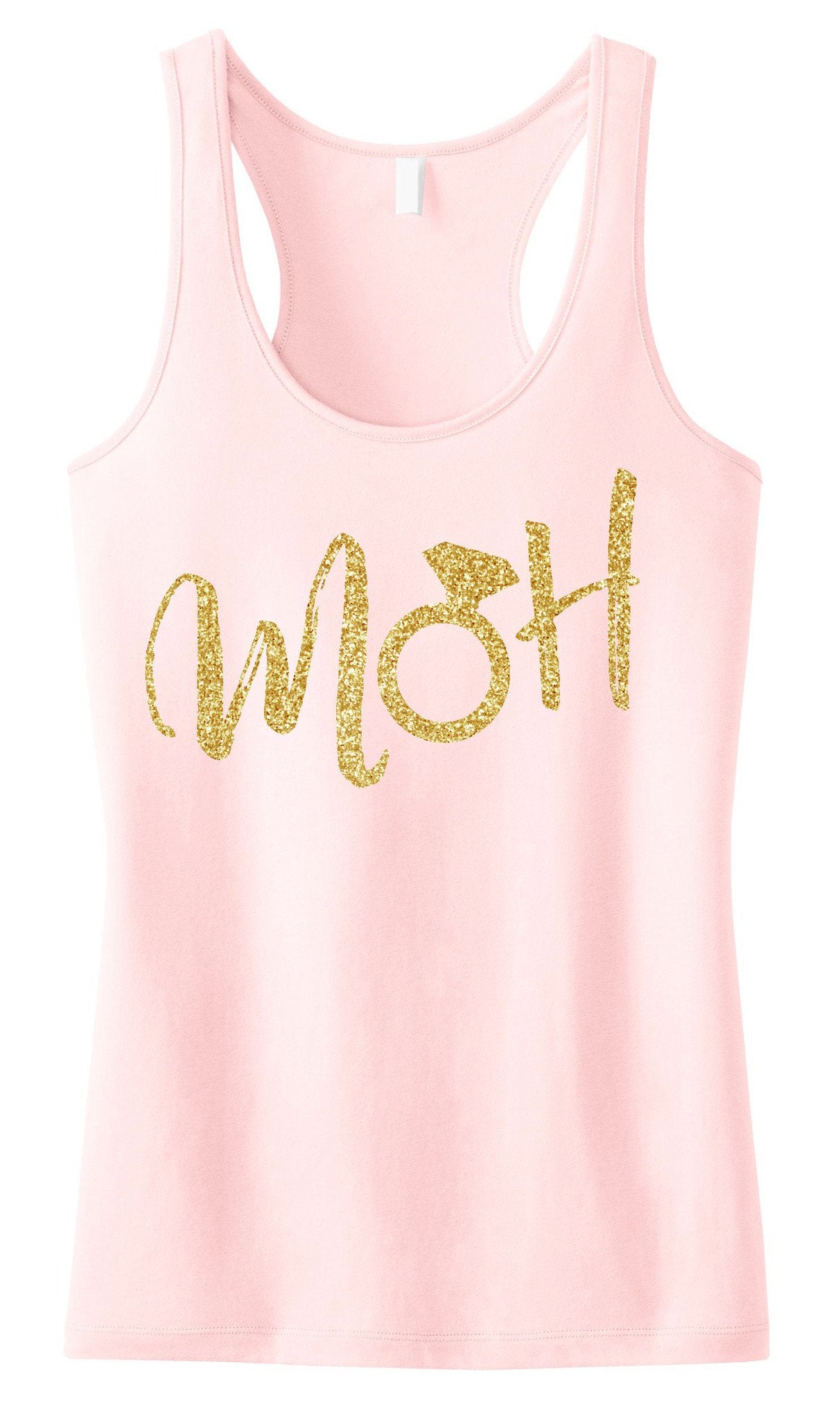 MOH Script Maid of Honor Tank Top with Gold