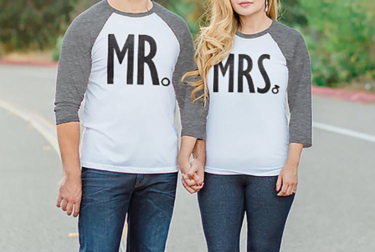 Mr + Mrs Baseball Tees With Custom Names & Numbers