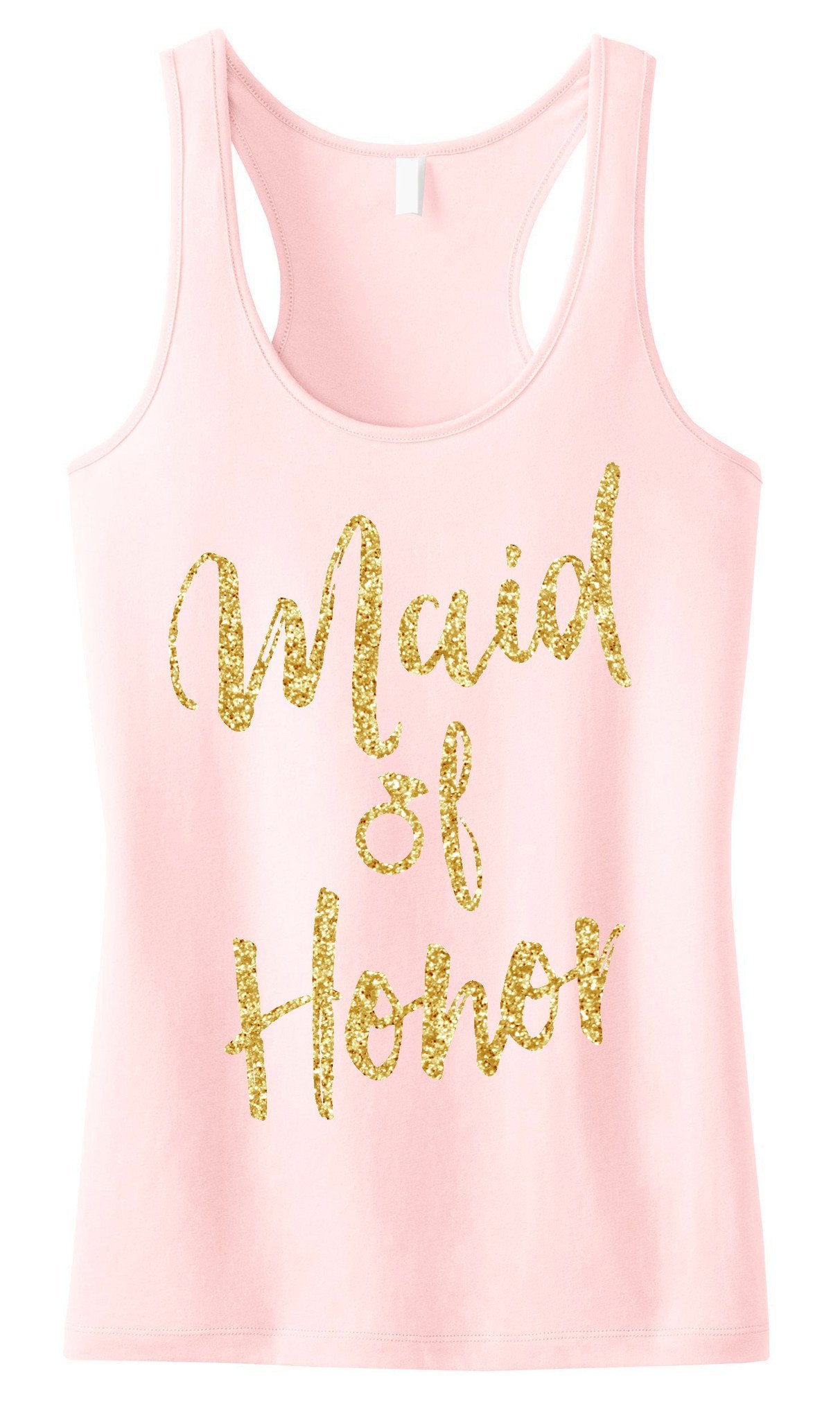 Maid of Honor Tank Top with Gold Glitter -